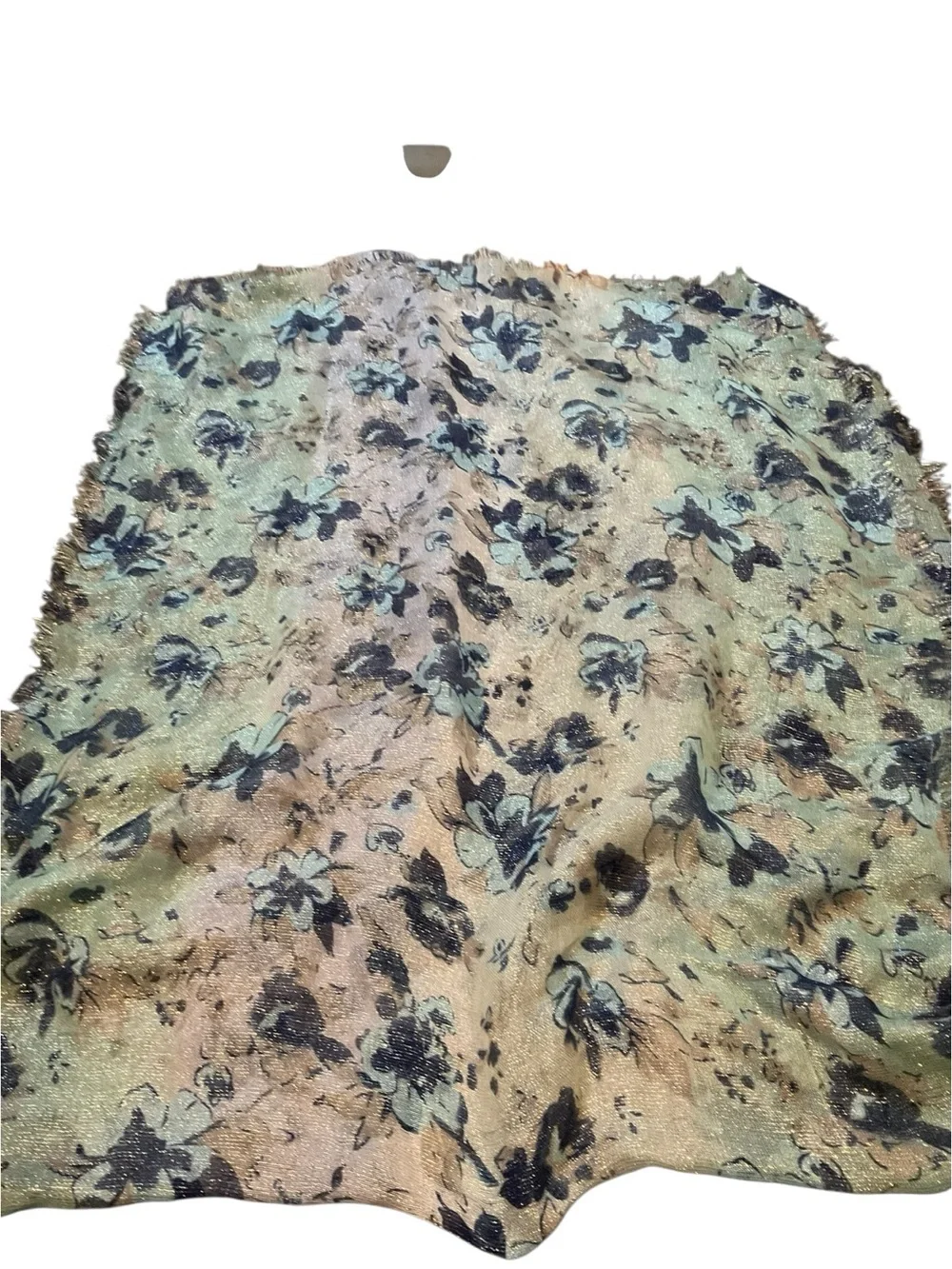 Source Unknown Mint Green and Black Floral Metallic Scarf Wrap